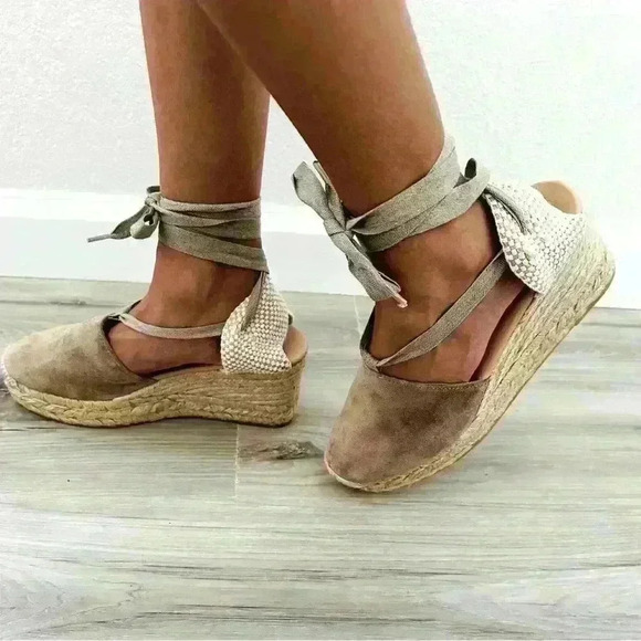 Lara Espadrilles Closed Toe Wedge Tie-Up Sandal Size 38 or US 7 - Picture 11 of 11